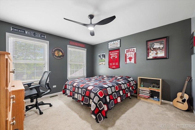 1514 Somerfield Dr, Bolingbrook, IL 60440 - carpeted bedroom with baseboards, a ceiling fan, and a desk