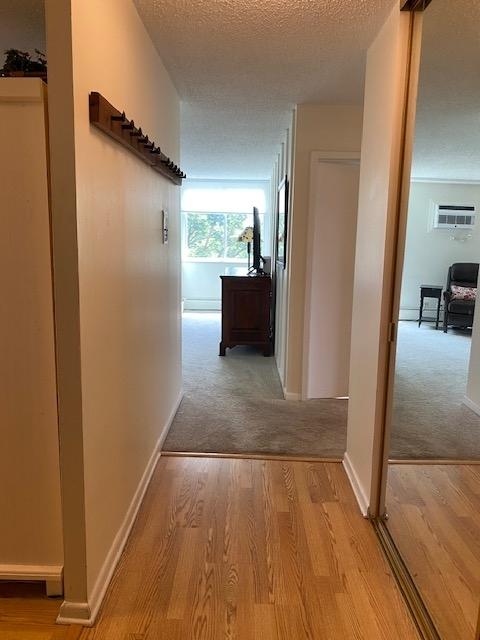 2211 S Highland Ave Unit 4B, Lombard, IL 60148 - living area featuring light carpet and a wall mounted AC