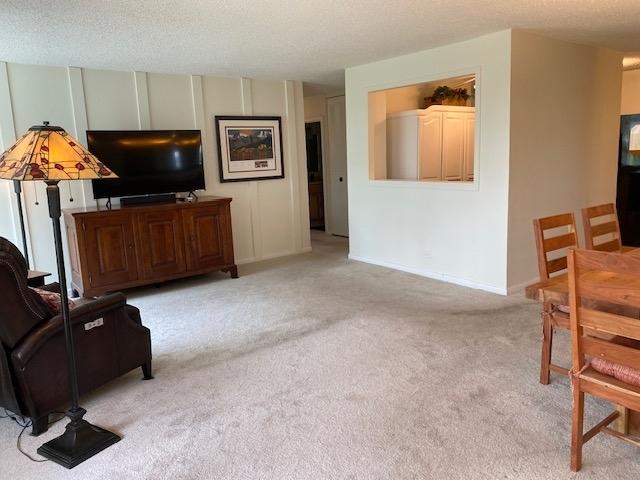 2211 S Highland Ave Unit 4B, Lombard, IL 60148 - living area with carpet and a textured ceiling