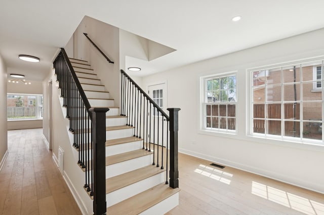 1929 S Ashland Ave, Park Ridge, IL 60068 - stairs featuring baseboards, hardwood / wood-style flooring, healthy amount of natural light, and recessed lighting