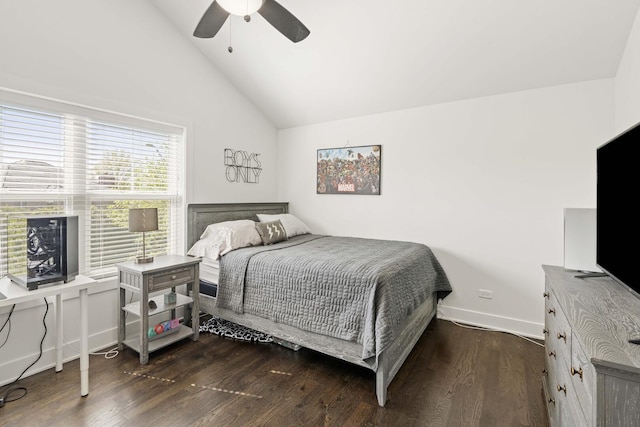 15175 Rodao Ln, Orland Park, IL 60467 - bedroom with lofted ceiling, wood finished floors, baseboards, and a ceiling fan