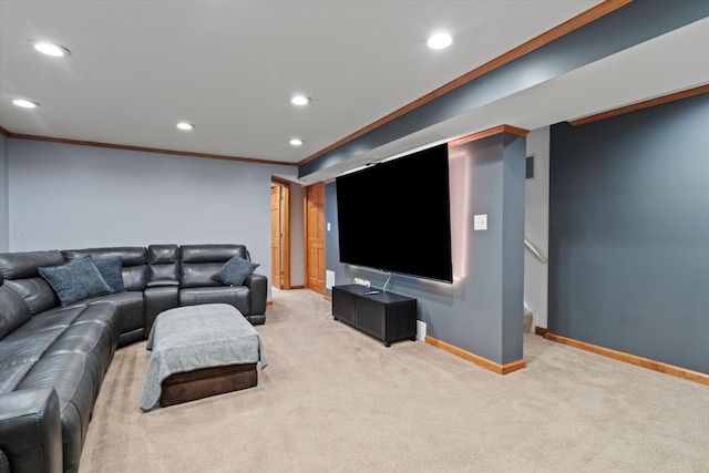 638 E Princeton Ct, Round Lake Beach, IL 60073 - home theater room with recessed lighting, ornamental molding, and carpet flooring