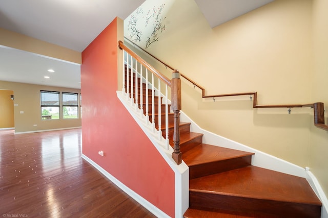 3471 Birch Ln, Naperville, IL 60564 - stairway featuring wood finished floors and recessed lighting