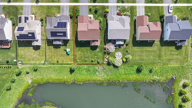 3471 Birch Ln, Naperville, IL 60564 - aerial perspective of suburban area with property parcel outlined and a nearby body of water