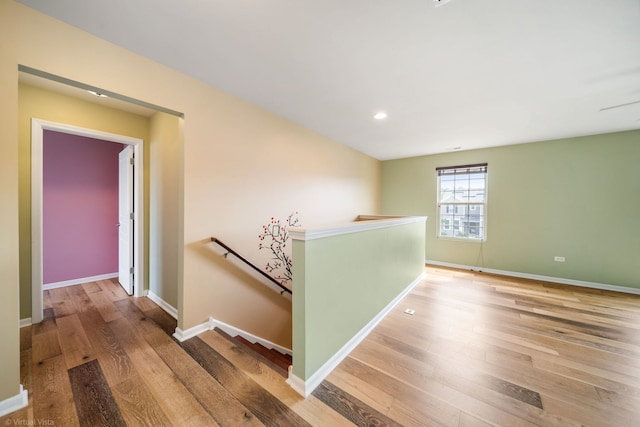3471 Birch Ln, Naperville, IL 60564 - hall with an upstairs landing, wood finished floors, and recessed lighting