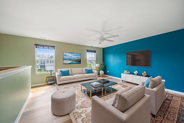 3471 Birch Ln, Naperville, IL 60564 - living room with wood finished floors and a ceiling fan