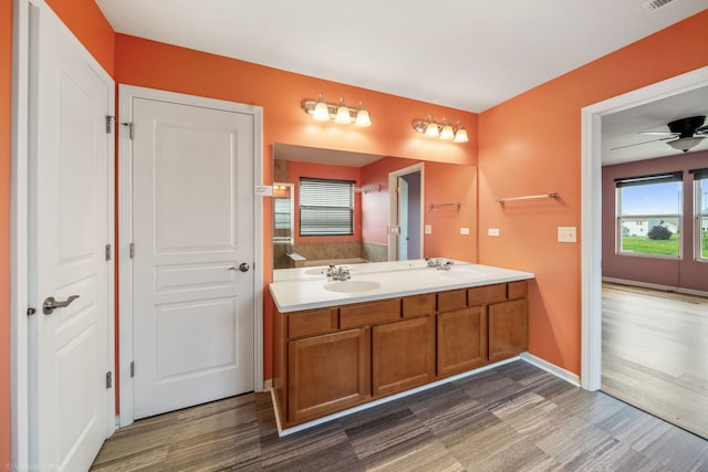3471 Birch Ln, Naperville, IL 60564 - bathroom featuring double vanity and ceiling fan