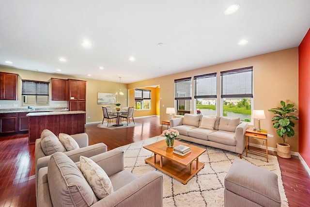 3471 Birch Ln, Naperville, IL 60564 - living room with healthy amount of natural light, dark wood finished floors, and recessed lighting