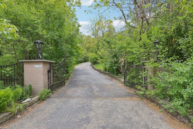557 Signal Hill Rd, North Barrington, IL 60010 - view of asphalt driveway with a gate and street lighting