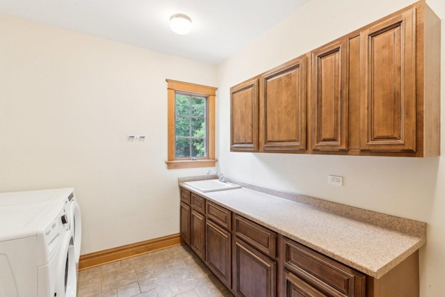 557 Signal Hill Rd, North Barrington, IL 60010 - washroom with cabinet space, washing machine and dryer, and baseboards