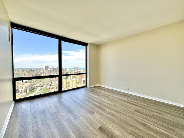 2650 N Lakeview Ave Unit 3505, Chicago, IL 60614 - spare room with expansive windows, wood finished floors, baseboards, and a view of city
