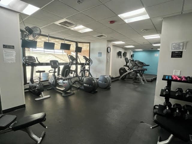 2650 N Lakeview Ave Unit 3505, Chicago, IL 60614 - exercise room featuring a paneled ceiling
