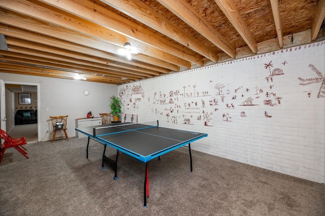 72 Astoria Way, Bloomington, IL 61704 - playroom featuring brick wall and carpet