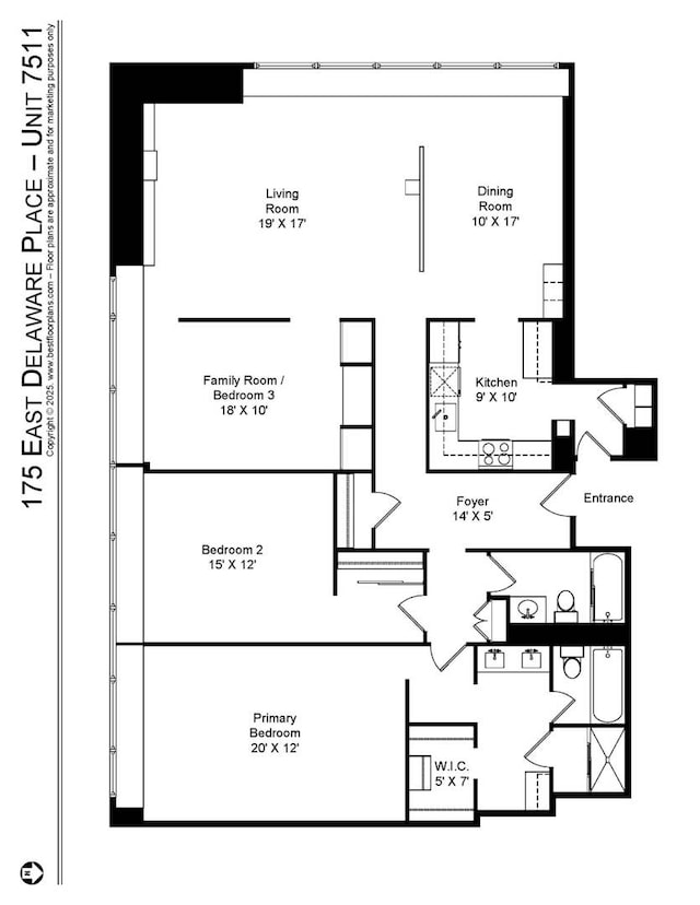 175 E Delaware Pl Unit 7511, Chicago, IL 60611 - home floor plan