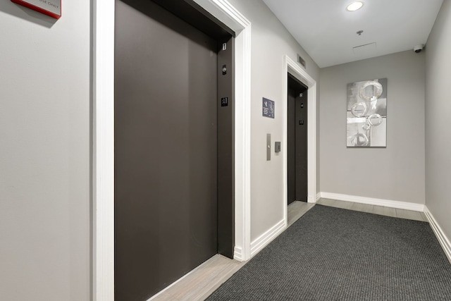 170 W Polk St Unit 1408, Chicago, IL 60605 - corridor featuring elevator, recessed lighting, baseboards, and wood finished floors