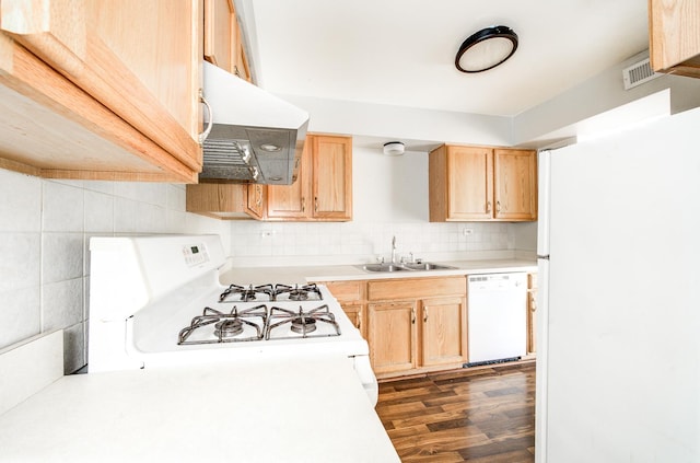 12741 S Lacrosse Ave Unit 3A, Alsip, IL 60803 - kitchen featuring white appliances, a sink, light brown cabinetry, and extractor fan