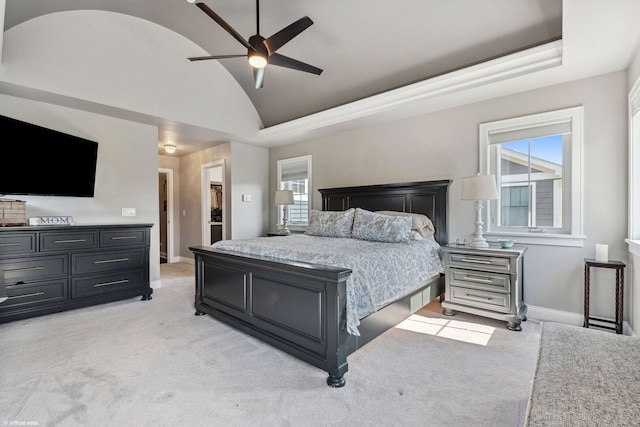 4532 Douglas Rd, Downers Grove, IL 60515 - bedroom with lofted ceiling, light colored carpet, baseboards, and ceiling fan