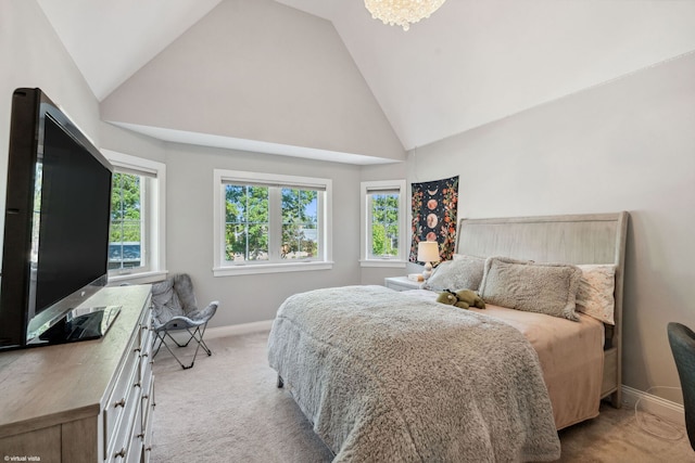 4532 Douglas Rd, Downers Grove, IL 60515 - bedroom featuring light carpet, baseboards, and high vaulted ceiling
