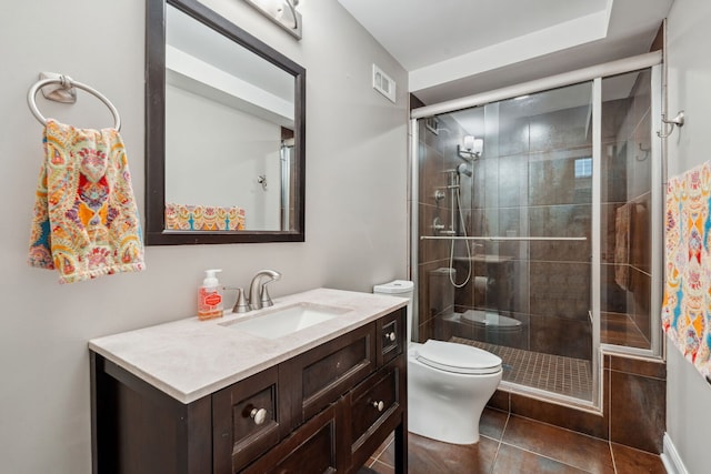 4532 Douglas Rd, Downers Grove, IL 60515 - full bathroom featuring toilet, vanity, a shower stall, and tile patterned floors