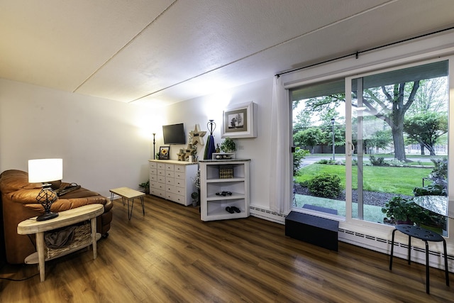 255 S W Ave Unit 101, Elmhurst, IL 60126 - sitting room with dark wood-style flooring and a baseboard radiator
