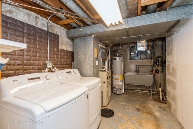 7912 W Lawrence Ave Unit C, Norridge, IL 60706 - washroom with gas water heater and separate washer and dryer
