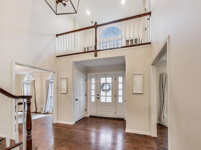 1664 Imperial Cir, Naperville, IL 60563 - foyer featuring a high ceiling, wood finished floors, baseboards, stairs, and ornamental molding