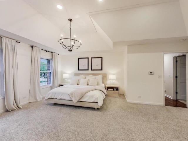 1664 Imperial Cir, Naperville, IL 60563 - bedroom featuring a chandelier, carpet, baseboards, and vaulted ceiling