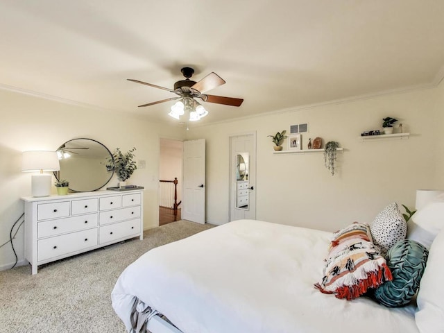 1664 Imperial Cir, Naperville, IL 60563 - bedroom with ornamental molding, light carpet, and ceiling fan