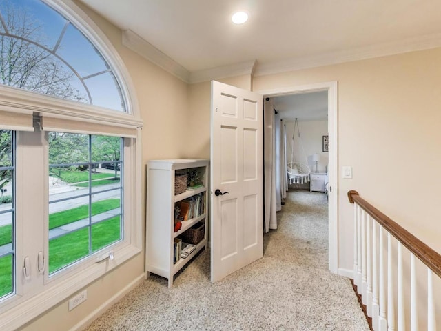 1664 Imperial Cir, Naperville, IL 60563 - hallway featuring carpet, crown molding, and baseboards