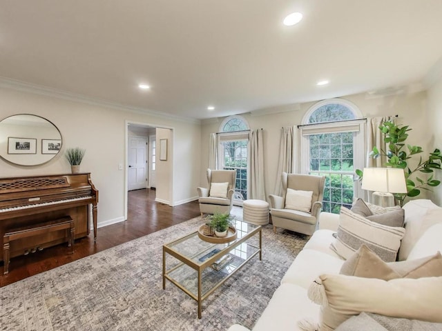 1664 Imperial Cir, Naperville, IL 60563 - living area with recessed lighting, wood finished floors, baseboards, and crown molding