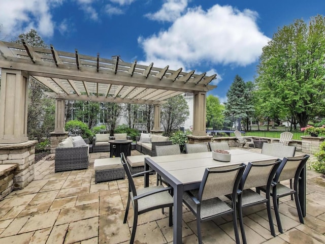 1664 Imperial Cir, Naperville, IL 60563 - view of patio with an outdoor living space, a pergola, and outdoor dining space
