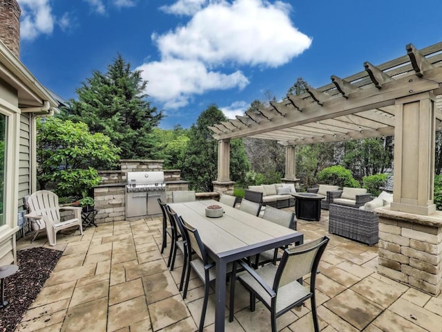 1664 Imperial Cir, Naperville, IL 60563 - view of patio / terrace with an outdoor living space with a fire pit, a pergola, and outdoor dining area