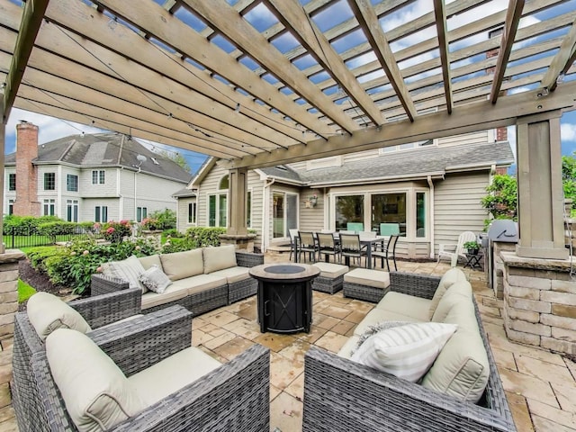1664 Imperial Cir, Naperville, IL 60563 - view of patio / terrace with an outdoor living space with a fire pit, outdoor dining area, and a pergola