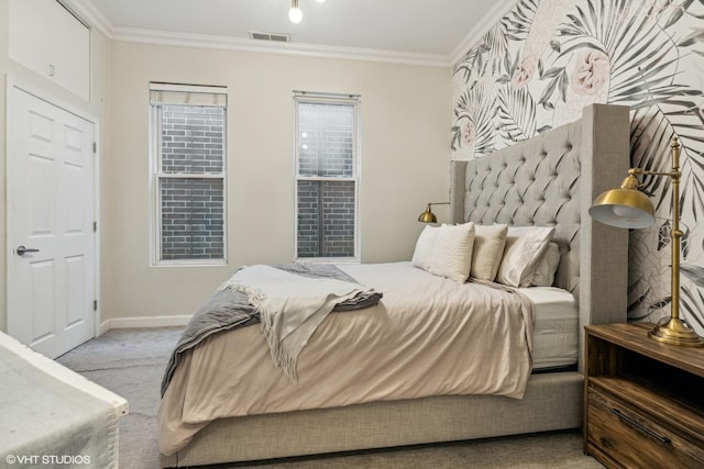 1460 W Ohio St Unit 3R, Chicago, IL 60642 - bedroom featuring carpet, ornamental molding, and baseboards