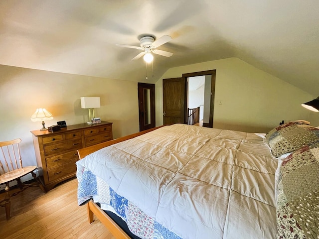 9600 W Shore Dr, Oak Lawn, IL 60453 - bedroom with lofted ceiling, wood finished floors, and a ceiling fan