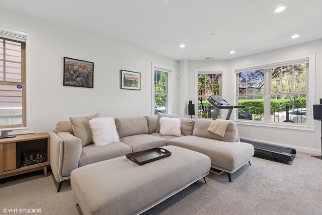 3447 N Whipple St, Chicago, IL 60618 - living area featuring recessed lighting, carpet, and baseboards