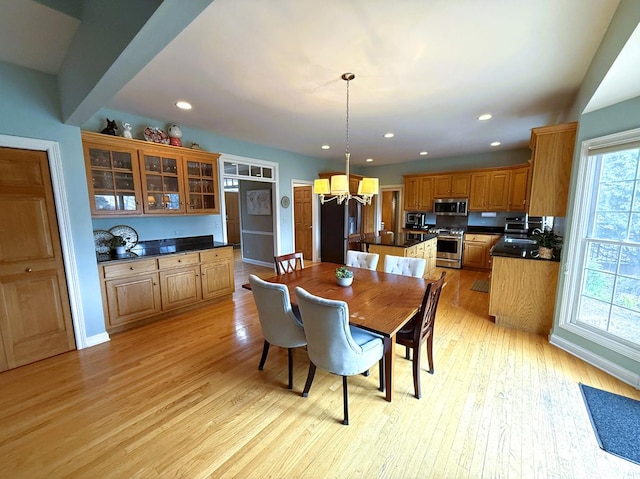 40W095 Carl Sandburg Rd, Saint Charles, IL 60175 - dining area featuring a chandelier, light wood-style flooring, recessed lighting, and baseboards