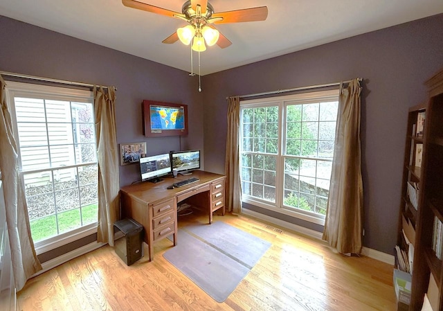 40W095 Carl Sandburg Rd, Saint Charles, IL 60175 - office area featuring healthy amount of natural light, light wood finished floors, and ceiling fan