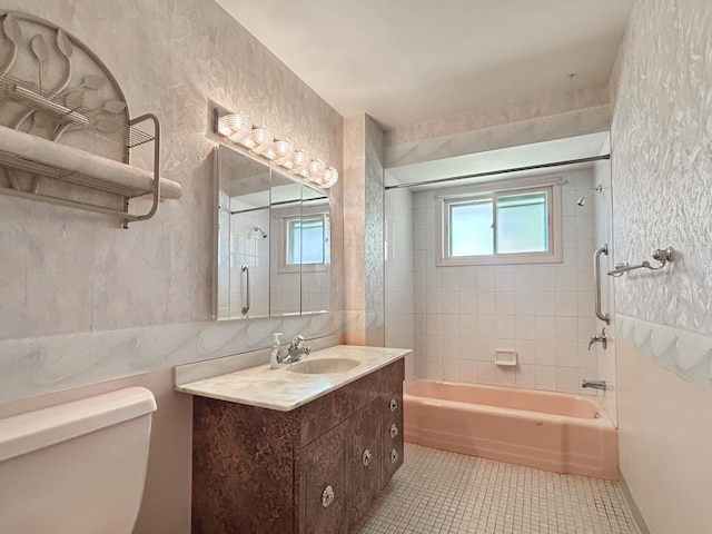 1048 Marshall Dr, Des Plaines, IL 60016 - full bathroom with tile patterned floors, toilet, shower / washtub combination, and vanity