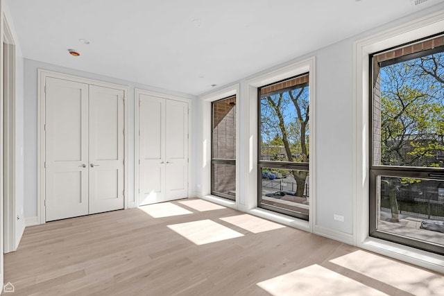 1646 N Orchard St Unit 2, Chicago, IL 60614 - unfurnished bedroom with access to outside, light wood-type flooring, multiple windows, and multiple closets