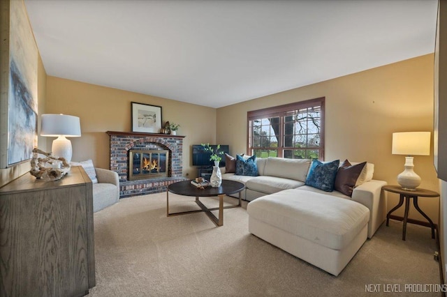 554 Carriage Hill Rd, Naperville, IL 60565 - living area with carpet and a brick fireplace