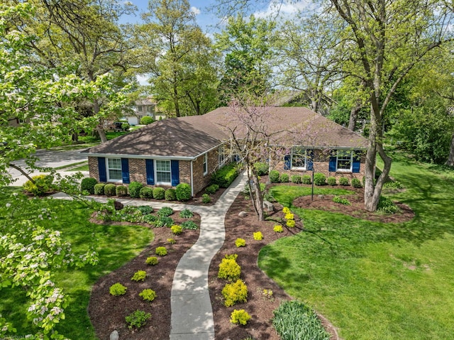 396 Jervey Ln, Bartlett, IL 60103 - single story home featuring brick siding, a front lawn, and roof with shingles