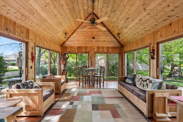 396 Jervey Ln, Bartlett, IL 60103 - sunroom featuring lofted ceiling, wood walls, and wooden ceiling