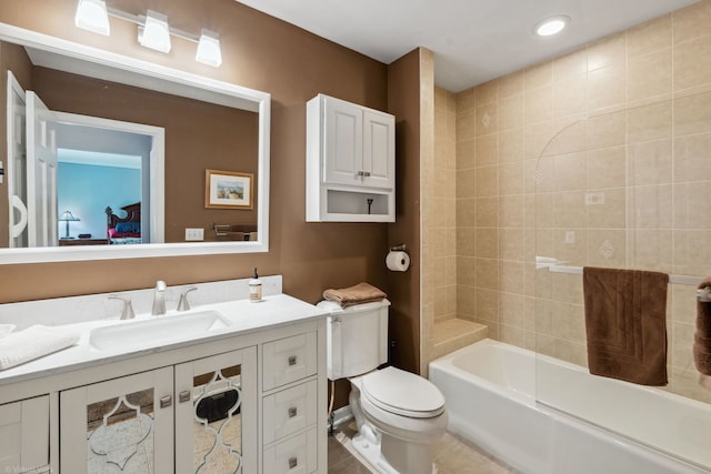 396 Jervey Ln, Bartlett, IL 60103 - bathroom with toilet, tile patterned floors, vanity, recessed lighting, and shower / tub combination