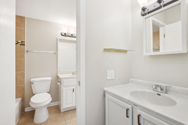 full bath with tile patterned floors, vanity, and toilet