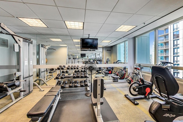 33 W Ontario St Unit 25H, Chicago, IL 60654 - gym with plenty of natural light and a paneled ceiling