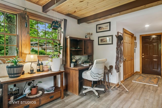90 Golfview Rd, Lake Zurich, IL 60047 - office space featuring light wood finished floors, beam ceiling, baseboards, and recessed lighting