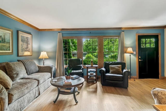90 Golfview Rd, Lake Zurich, IL 60047 - living room featuring crown molding, wood finished floors, and baseboards