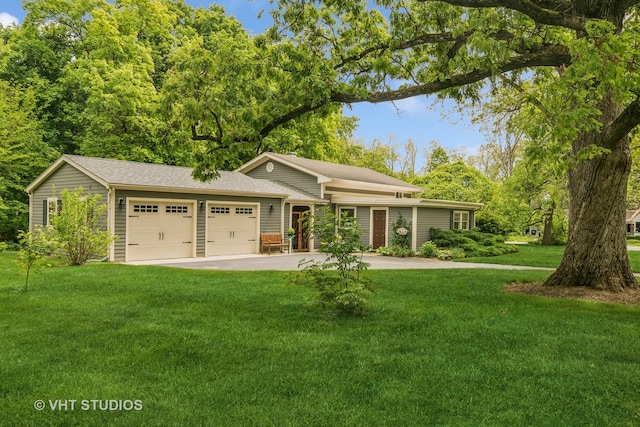 90 Golfview Rd, Lake Zurich, IL 60047 - ranch-style house with a garage, a front lawn, driveway, and a shingled roof