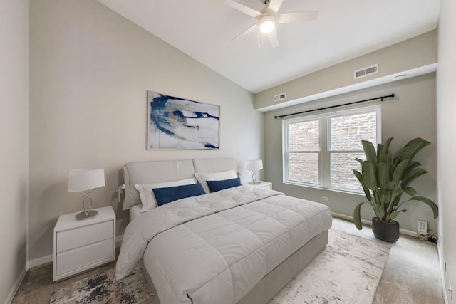 2136 W Evergreen Ave Unit 3B, Chicago, IL 60622 - bedroom with baseboards, lofted ceiling, carpet, and a ceiling fan